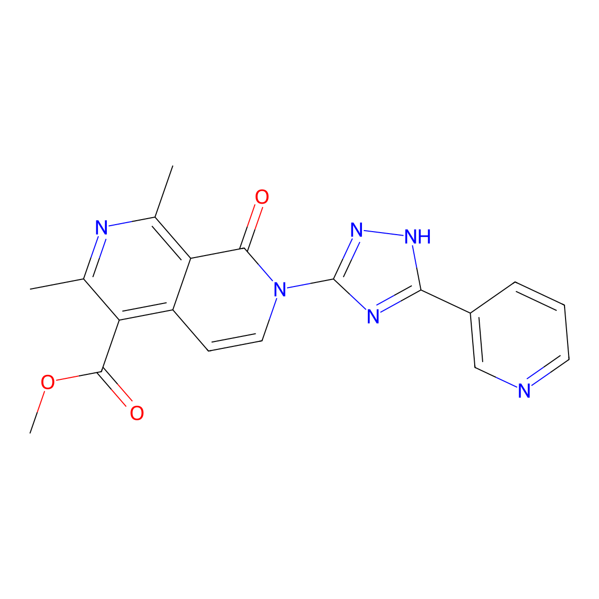 methyl 1,3-dimethyl-8-oxo-7-[3-(3-pyridyl)-1H-1,2,4-triazol-5-yl]-7,8-dihydro[2,7]naphthyridine-4-carboxylate molecular structure, CAS 1363772-08-0