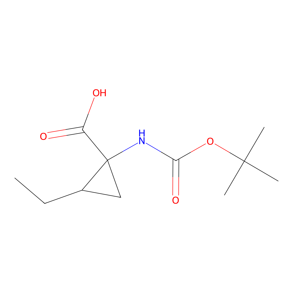 (1S,2S)-1-(Boc-amino)-2-ethylcyclopropanecarboxylic Acid molecular structure, CAS 136378-34-2