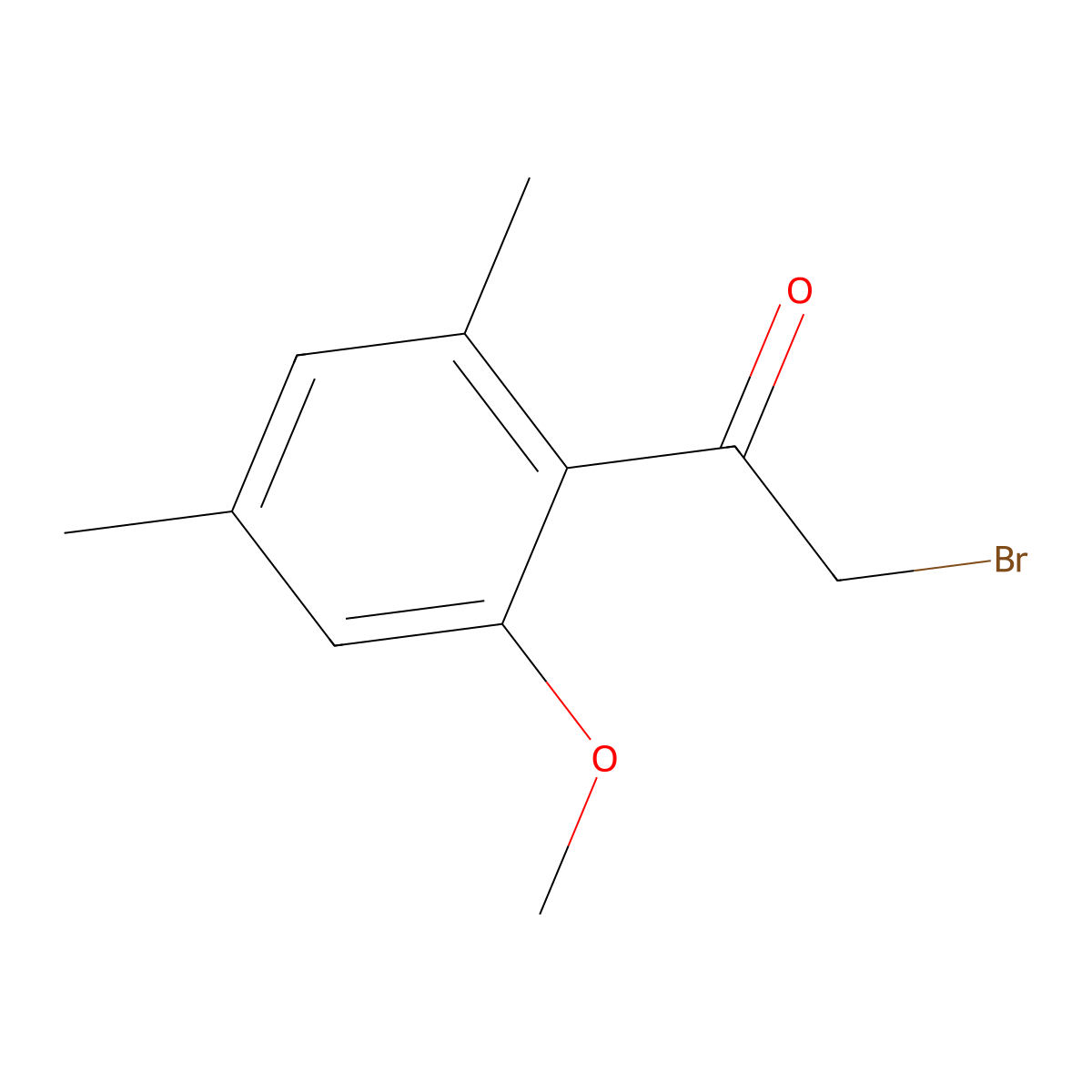 2-Bromo-1-(2-methoxy-4,6-dimethylphenyl)ethan-1-one molecular structure, CAS 136382-01-9