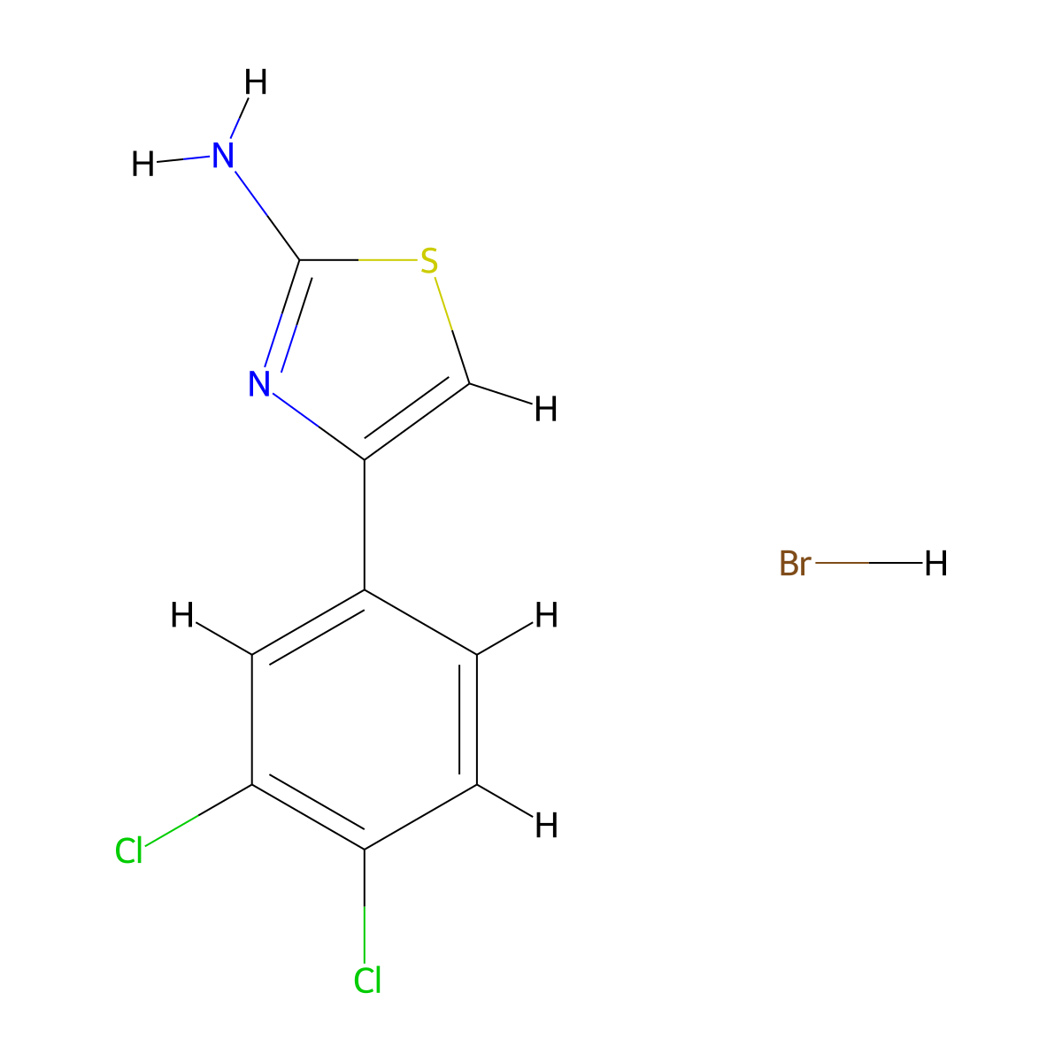 4-(3,4-Dichlorophenyl)-1,3-thiazole-2-ylamine hydrobromide molecular structure, CAS 136382-06-4