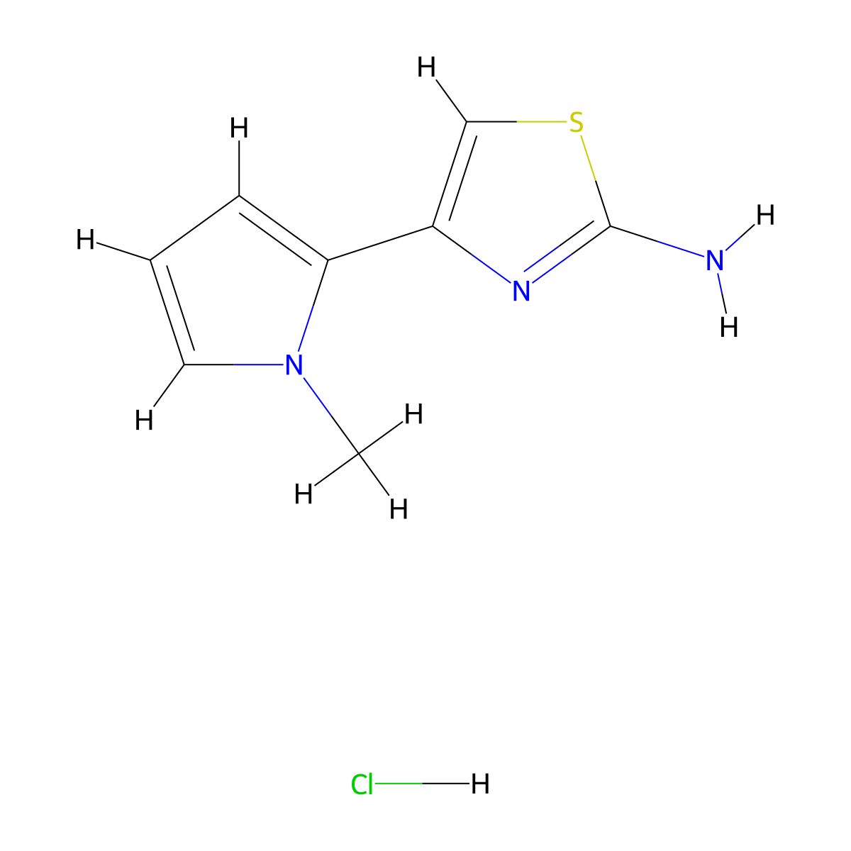 4-(1-methyl-1H-pyrrol-2-yl)-1,3-thiazol-2-amine hydrochloride molecular structure, CAS 136382-22-4