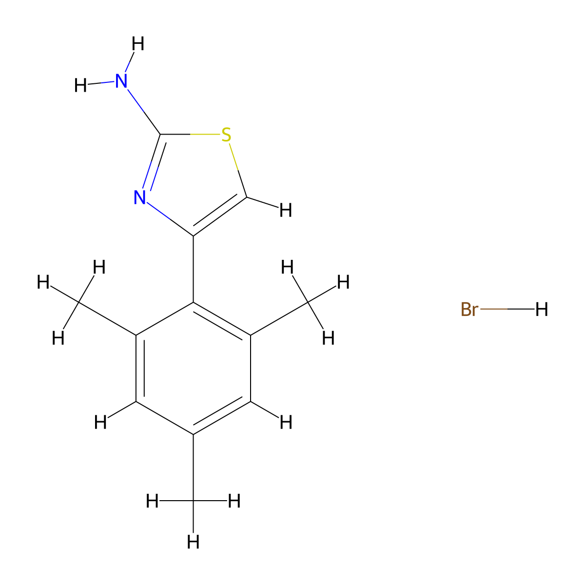 4-Mesitylthiazol-2-amine hydrobromide molecular structure, CAS 136382-38-2