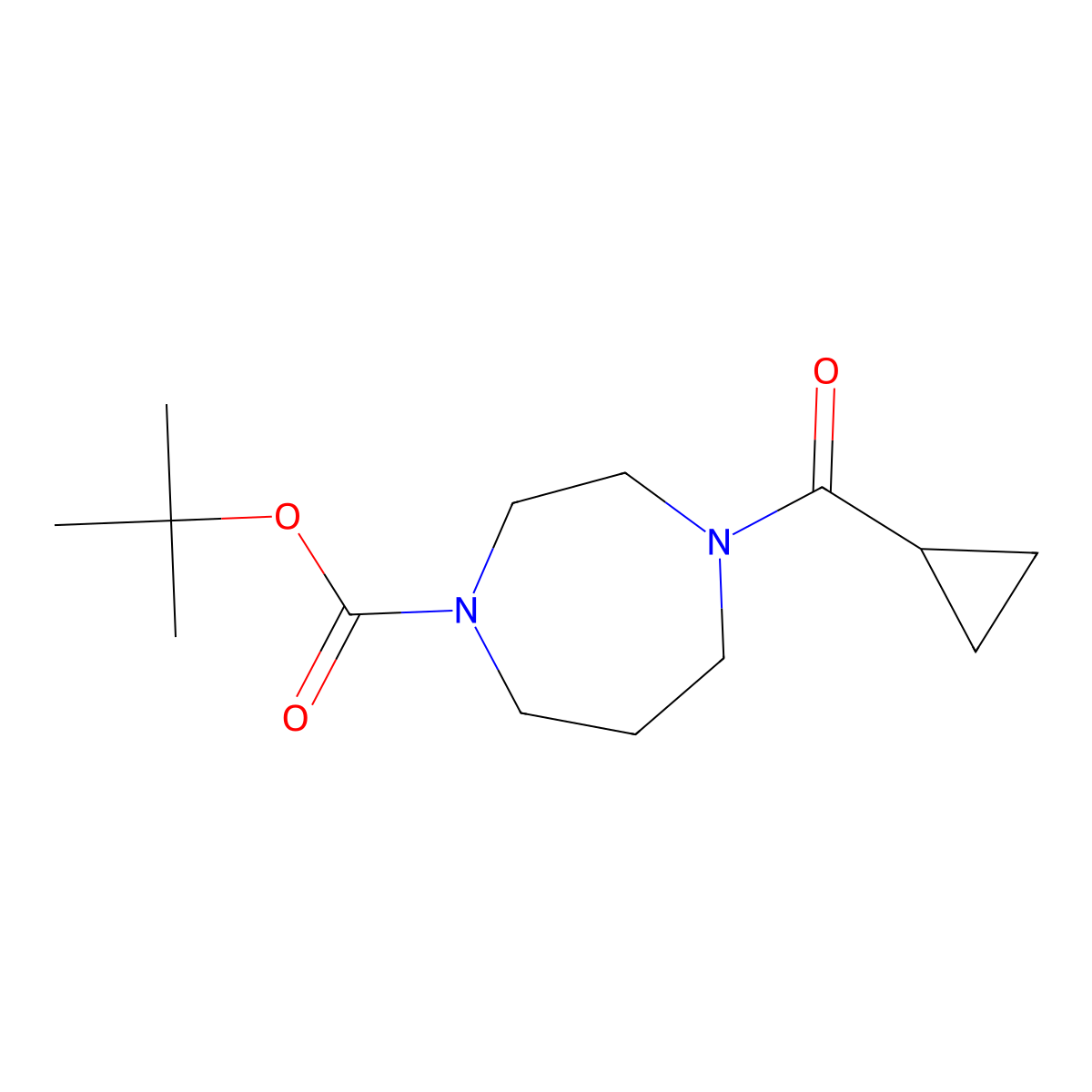 Tert-butyl 4-cyclopropanecarbonyl-1,4-diazepane-1-carboxylate molecular structure, CAS 1363838-32-7