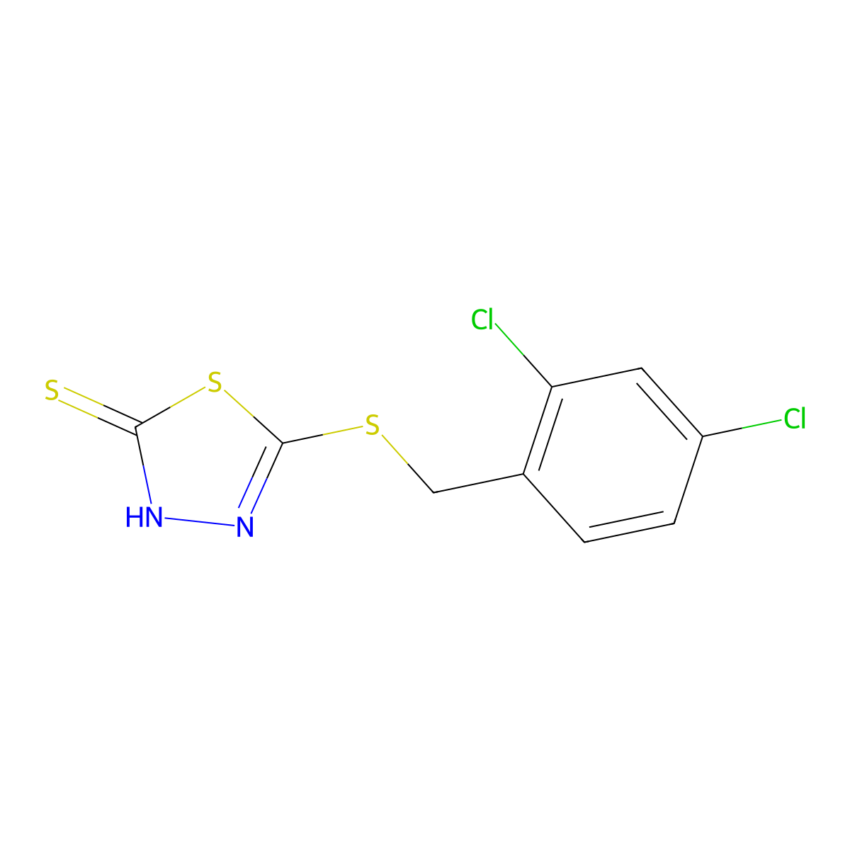 5-(2,4-Dichlorobenzylthio)-2-mercapto-1,3,4-thiadiazole molecular structure, CAS 136384-19-5