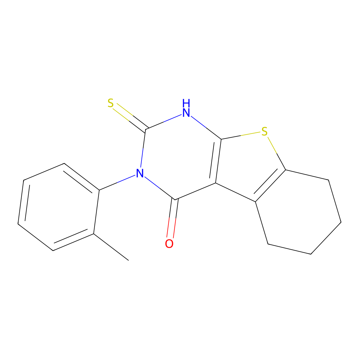 3-(2-methylphenyl)-2-sulfanyl-5,6,7,8-tetrahydro[1]benzothieno[2,3-d]pyrimidin-4(3H)-one molecular structure, CAS 136386-72-6
