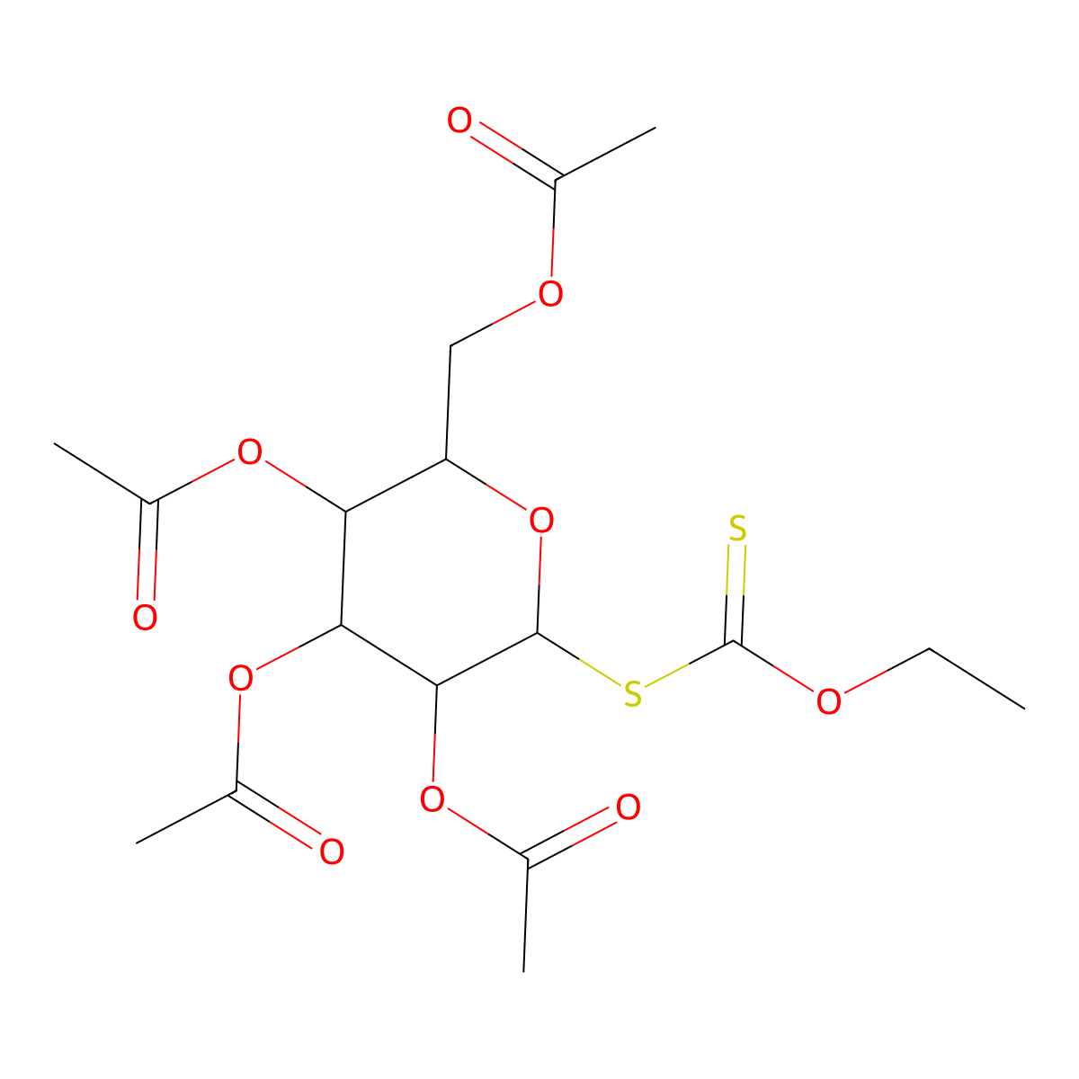 2,3,4,6-Tetra-O-acetyl-beta-D-glucopyranosyl Ethylxanthate molecular structure, CAS 13639-54-8