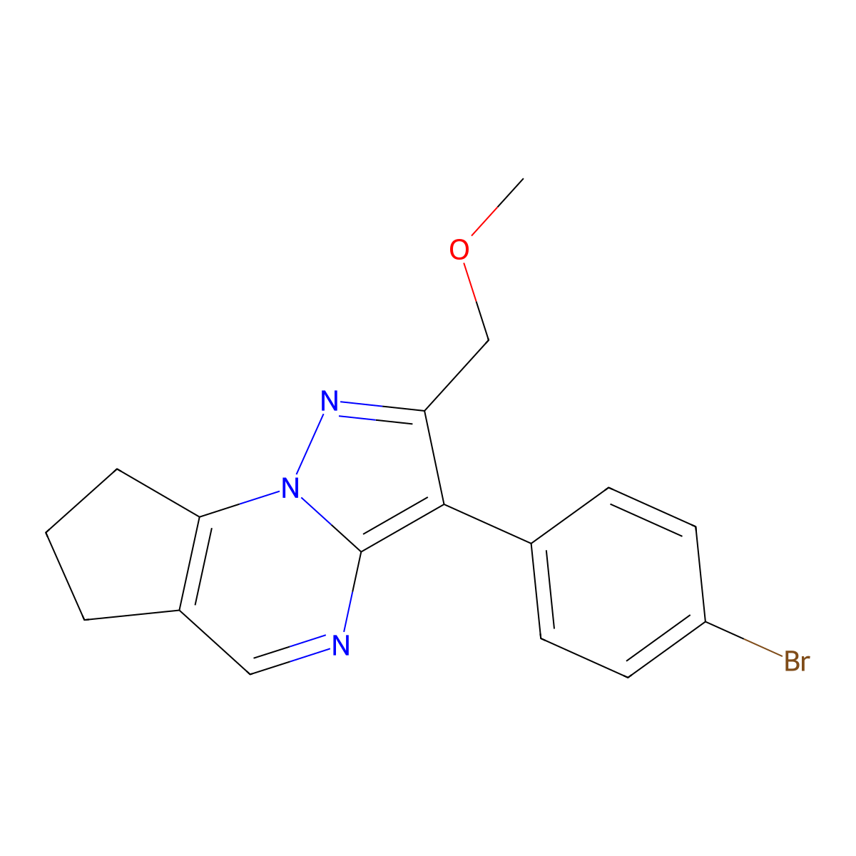 3-(4-bromophenyl)-2-(methoxymethyl)-7,8-dihydro-6H-cyclopenta[e]pyrazolo[1,5-a]pyrimidine molecular structure, CAS 1363976-38-8