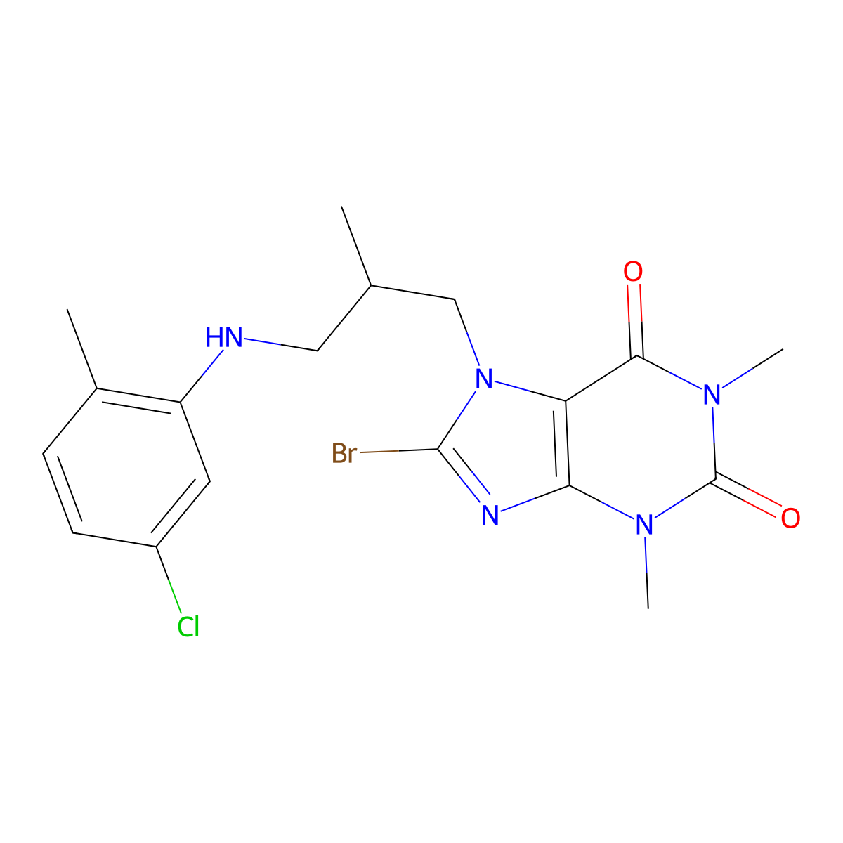 8-Bromo-7-[3-(5-chloro-2-methylanilino)-2-methylpropyl]-1,3-dimethylpurine-2,6-dione molecular structure, CAS 1364004-43-2
