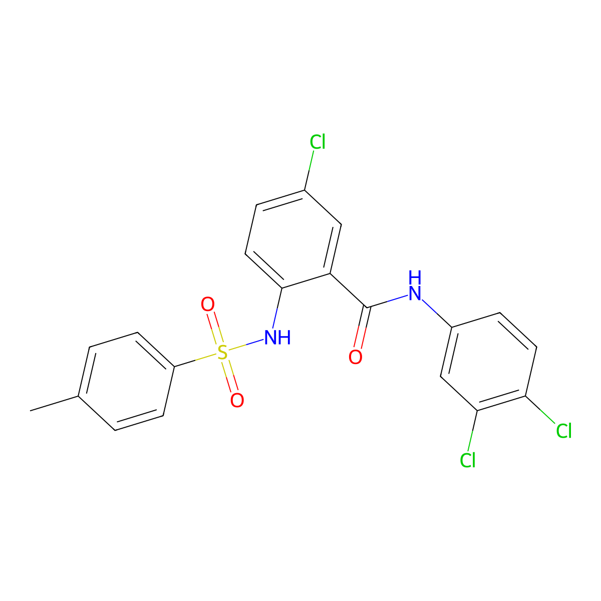 5-chloro-N-(3,4-dichlorophenyl)-2-[(4-methylphenyl)sulfonylamino]benzamide molecular structure, CAS 136402-16-9