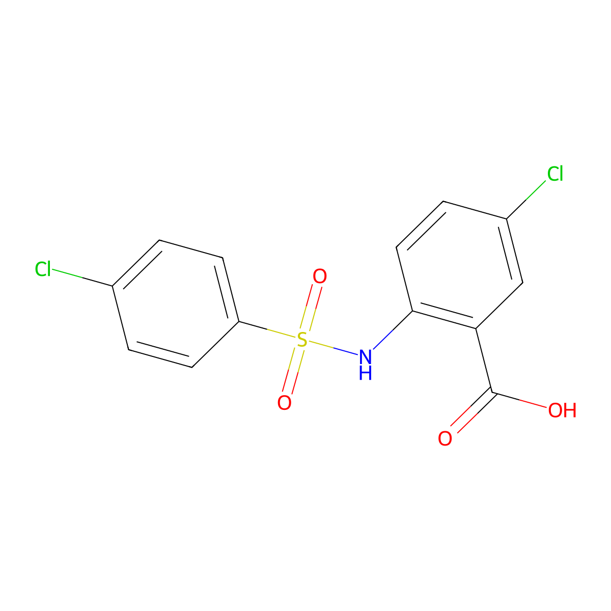 5-Chloro-2-{[(4-chlorophenyl)sulfonyl]amino}benzoic acid molecular structure, CAS 136402-32-9
