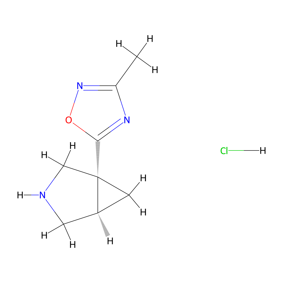 5-((1R,5R)-3-azabicyclo(3.1.0)hexan-1-yl)-3-methyl-1,2,4-oxadiazole; hydrochloride molecular structure, CAS 1364078-75-0