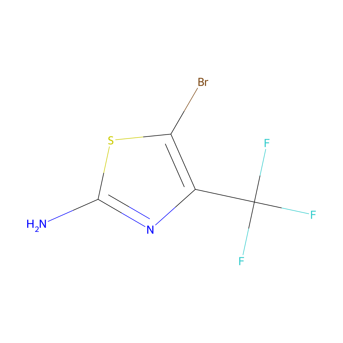 5-Bromo-4-(trifluoromethyl)-1,3-thiazol-2-amine molecular structure, CAS 136411-21-7