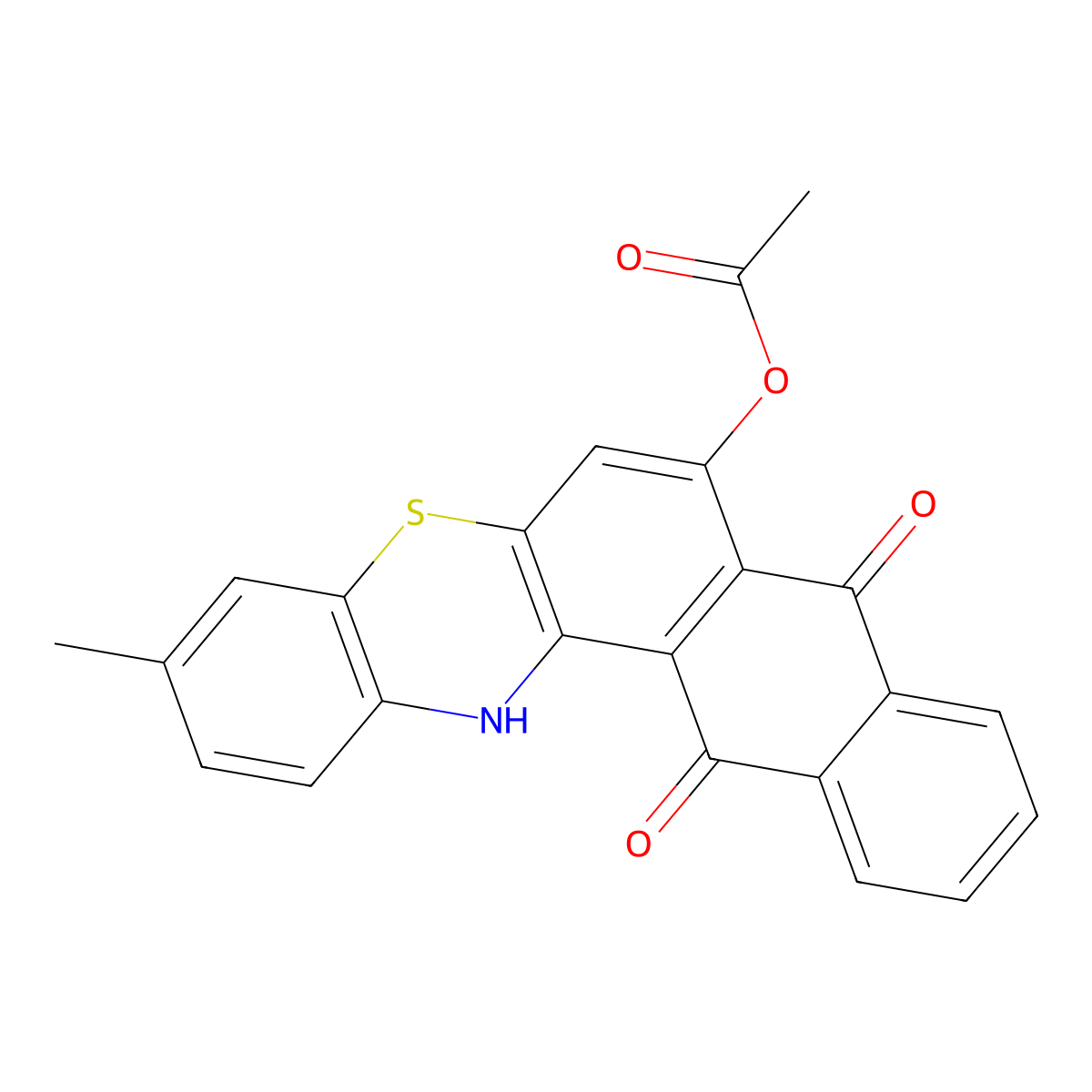 3-methyl-8,13-dioxo-13,14-dihydro-8H-naphtho[2,3-a]phenothiazin-7-yl acetate molecular structure, CAS 136412-04-9