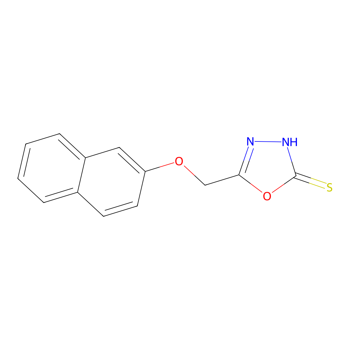5-(Naphthalen-2-yloxymethyl)-[1,3,4]oxadiazole-2-thiol molecular structure, CAS 136414-04-5