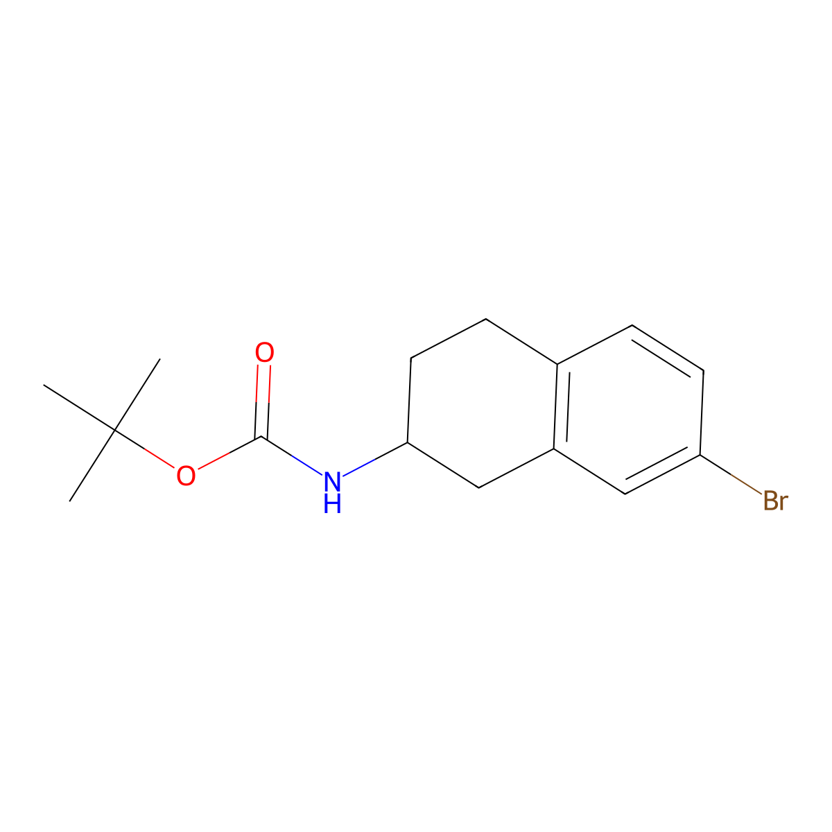 Tert-butyl 7-bromo-1,2,3,4-tetrahydronaphthalen-2-ylcarbamate molecular structure, CAS 1364165-70-7