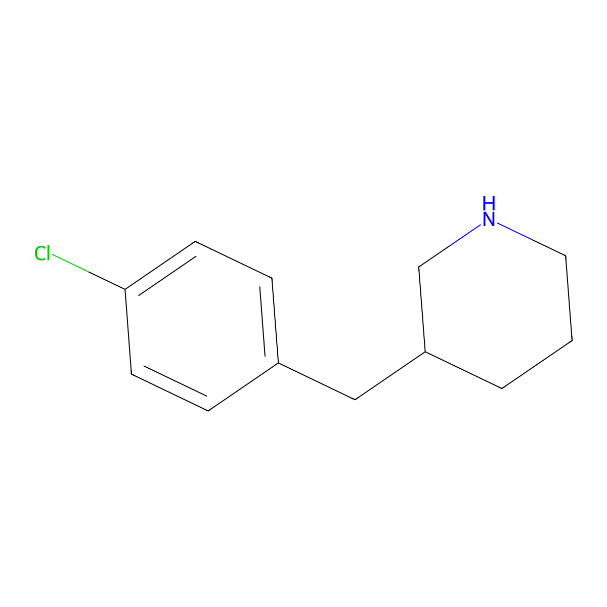 3-[(4-Chlorophenyl)methyl]piperidine molecular structure, CAS 136422-52-1