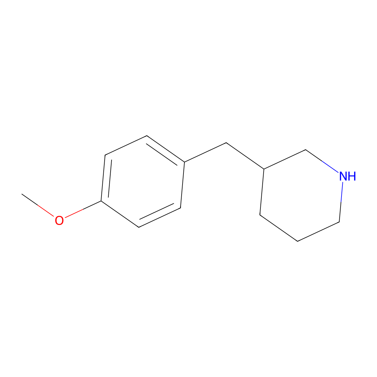 3-((4-Methoxyphenyl)methyl)piperidine molecular structure, CAS 136422-65-6