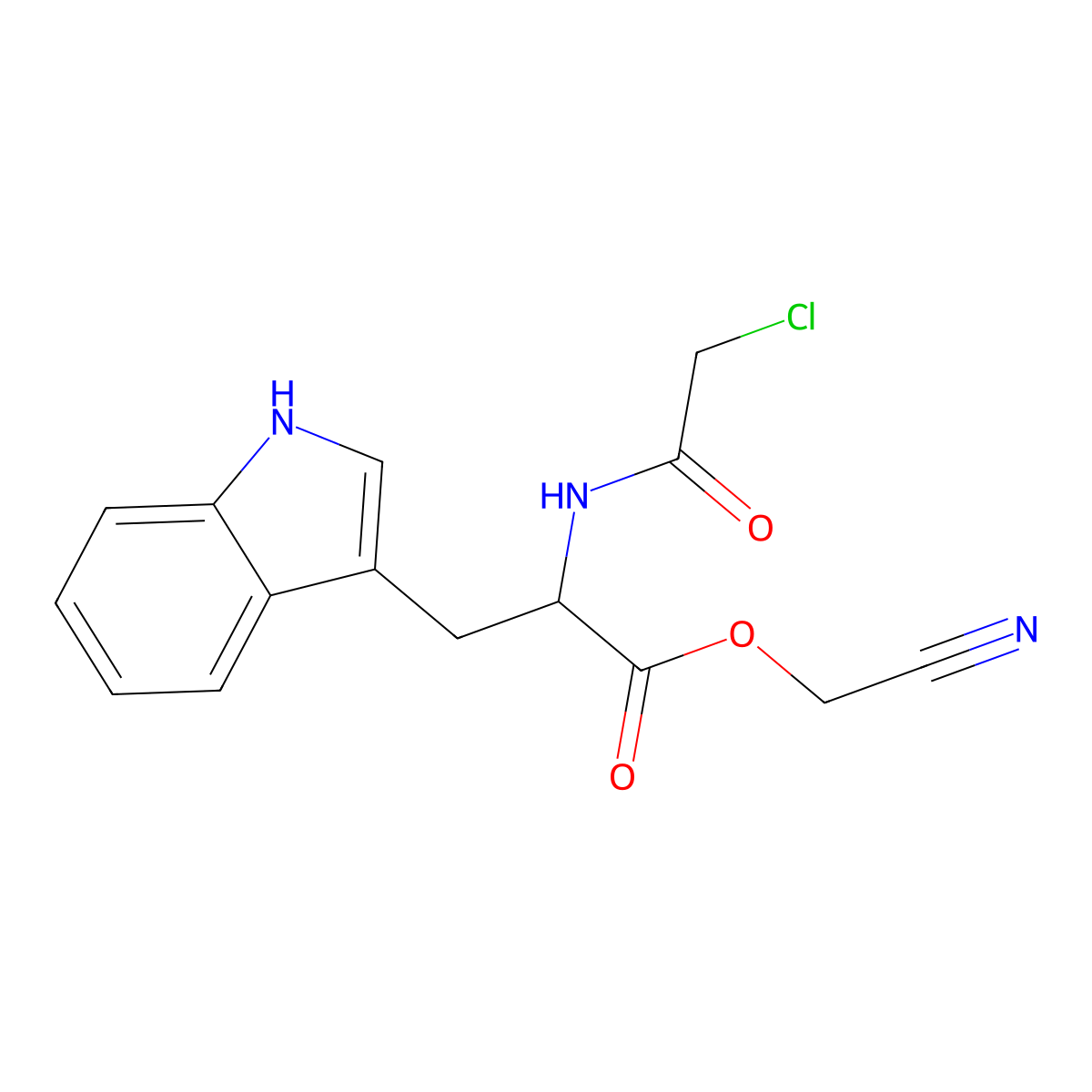Cyanomethyl (2R)-2-[(2-chloroacetyl)amino]-3-(1H-indol-3-YL)propanoate molecular structure, CAS 1364222-80-9