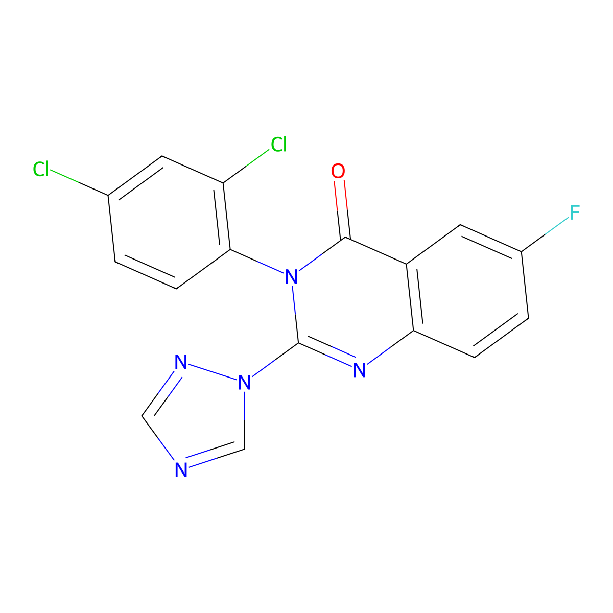 Fluquinconazole molecular structure, CAS 136426-54-5