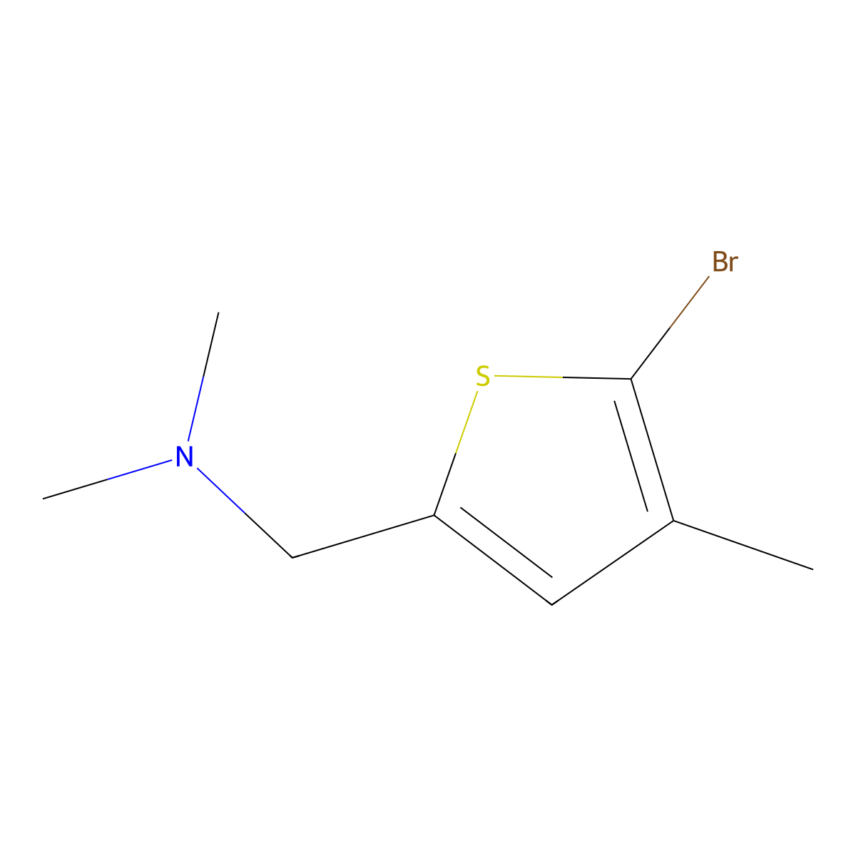 1-(5-bromo-4-methylthiophen-2-yl)-N,N-dimethylmethanamine molecular structure, CAS 1364268-40-5