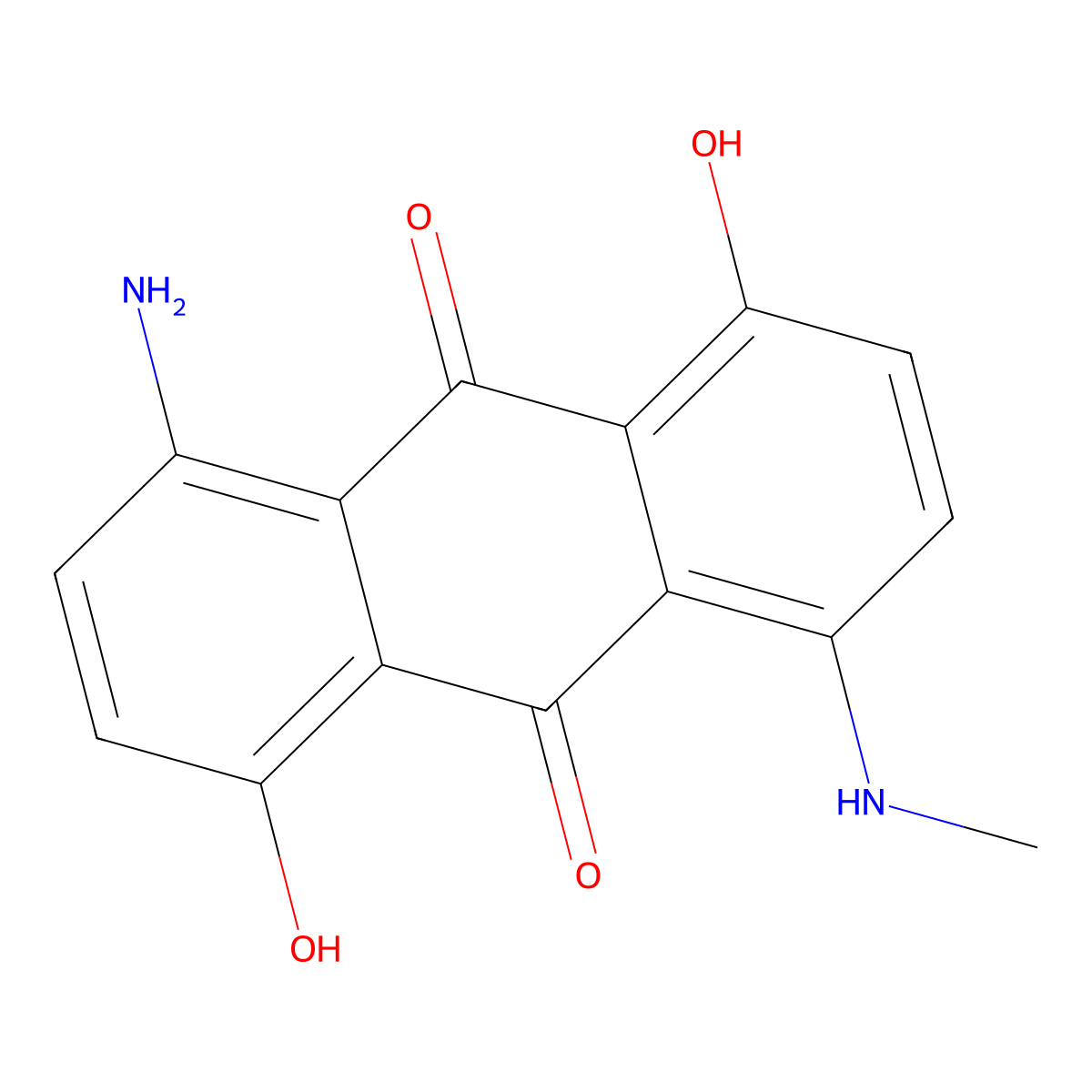 1-Amino-4,8-dihydroxy-5-(methylamino)anthraquinone molecular structure, CAS 13643-37-3