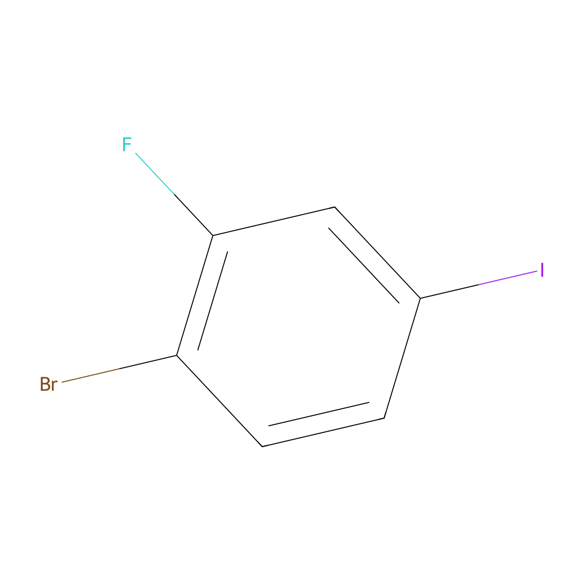 1-Bromo-2-fluoro-4-iodobenzene molecular structure, CAS 136434-77-0