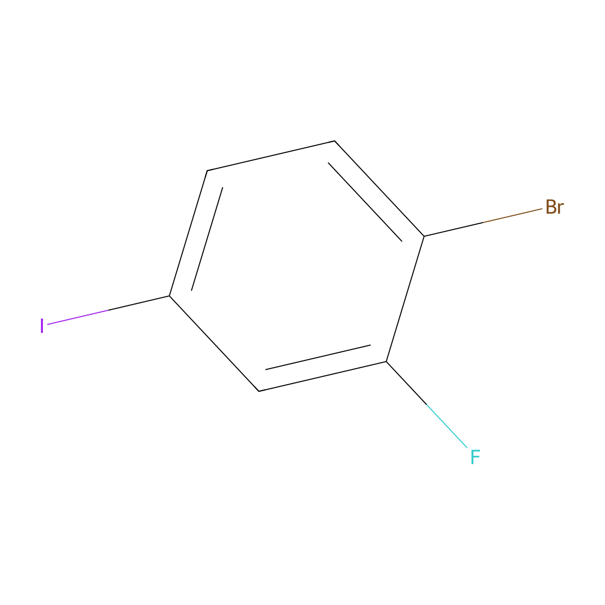 1-Bromo-2-fluoro-4-iodobenzene molecular structure, CAS 136434-77-0