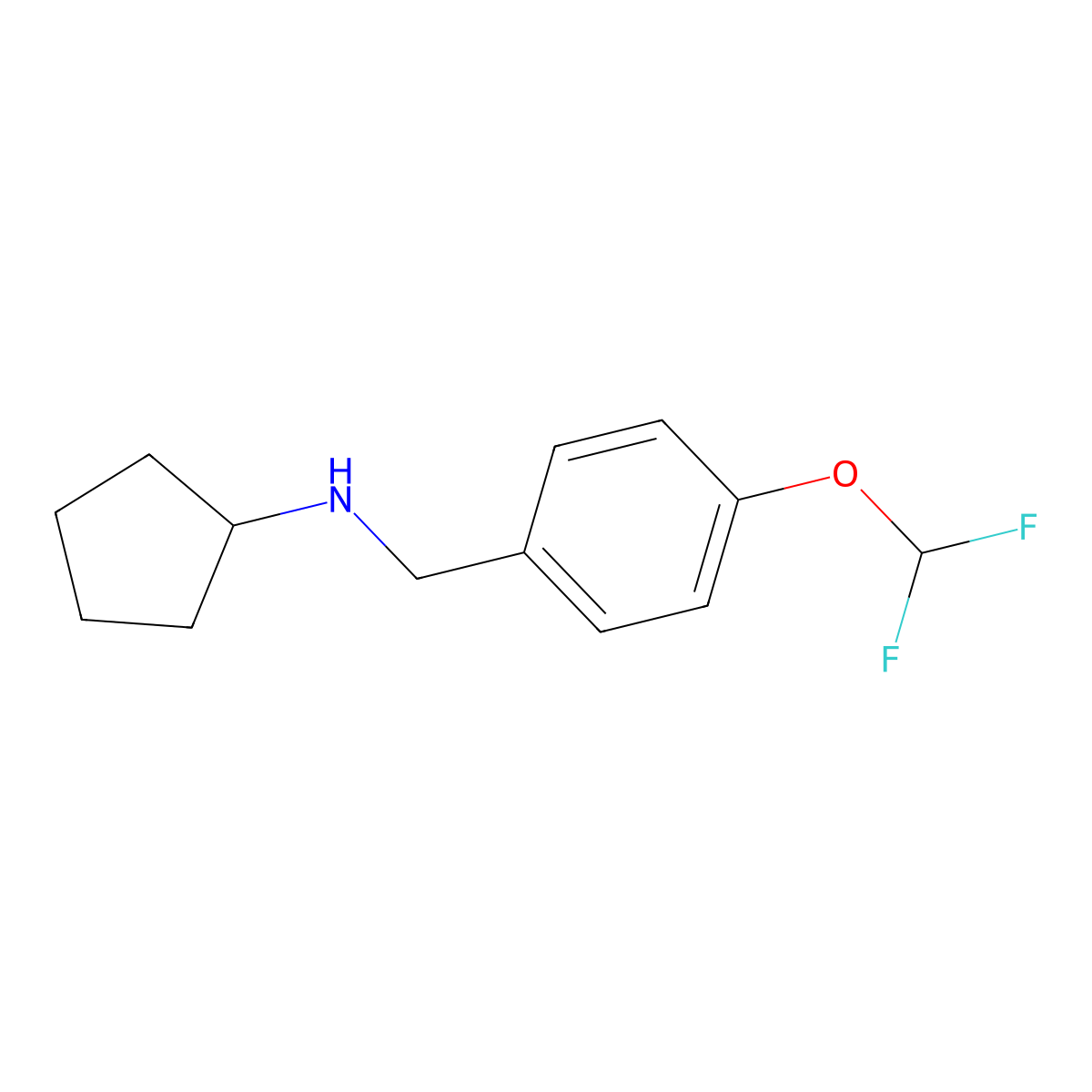 N-{[4-(difluoromethoxy)phenyl]methyl}cyclopentanamine molecular structure, CAS 136436-75-4