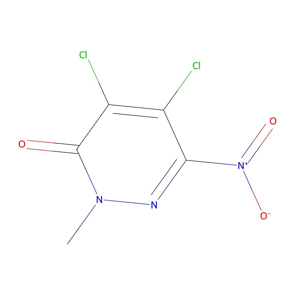 4,5-Dichloro-2-methyl-6-nitro-2,3-dihydropyridazin-3-one molecular structure, CAS 13645-28-8