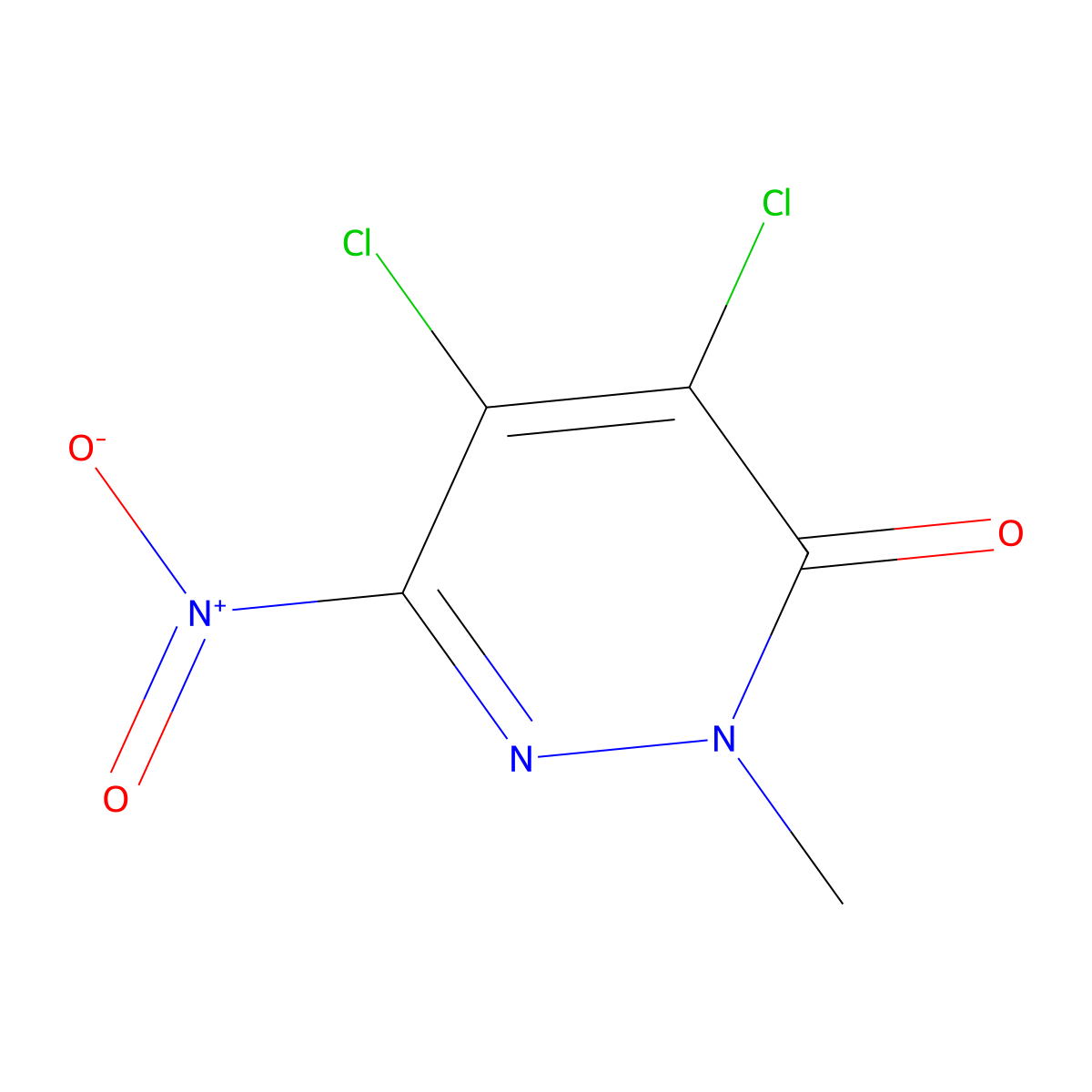 4,5-Dichloro-2-methyl-6-nitro-2,3-dihydropyridazin-3-one molecular structure, CAS 13645-28-8