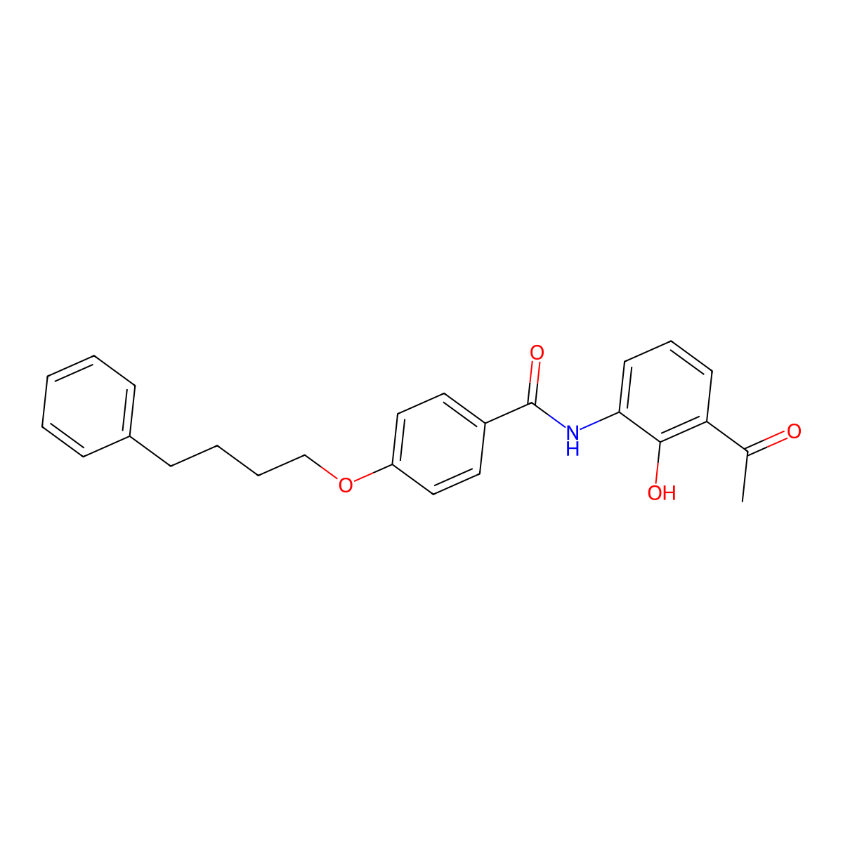 N-(3-Acetyl-2-hydroxyphenyl)-4-(4-phenylbutoxy)benzamide molecular structure, CAS 136450-06-1