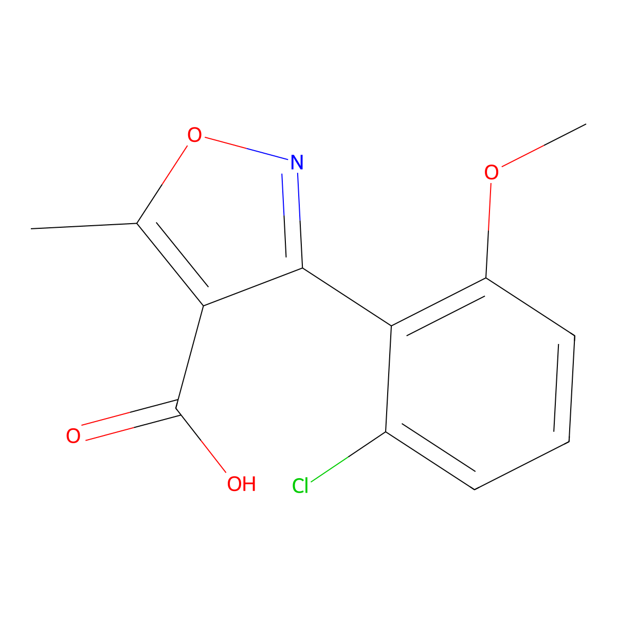 3-(2-Chloro-6-methoxyphenyl)-5-methyl-1,2-oxazole-4-carboxylic acid molecular structure, CAS 1364523-60-3