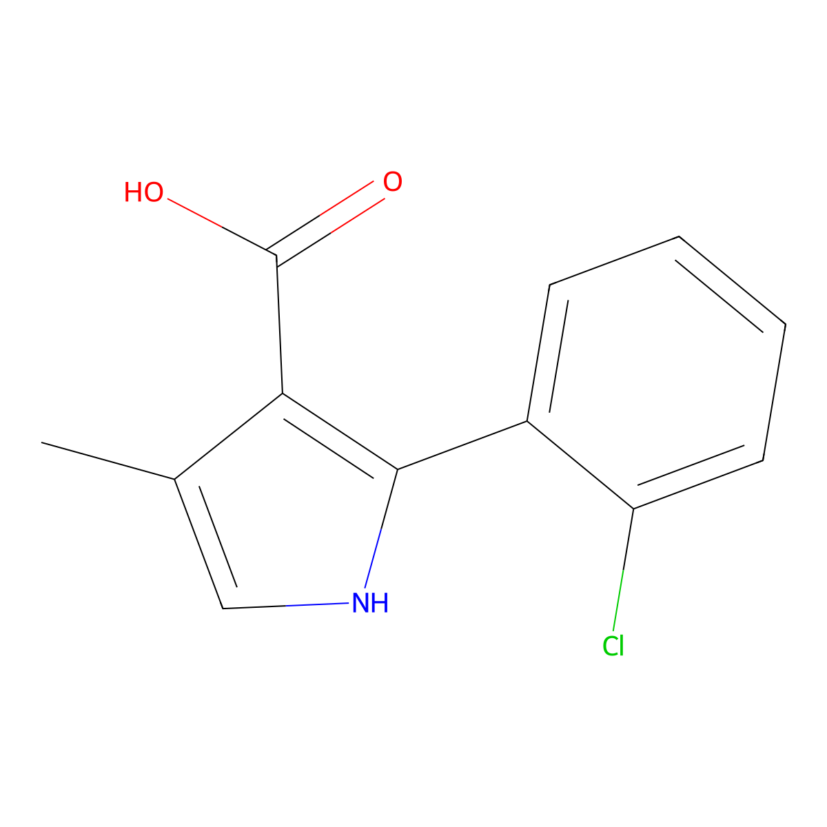 2-(2-Chlorophenyl)-4-methyl-1H-pyrrole-3-carboxylic acid molecular structure, CAS 1364523-61-4