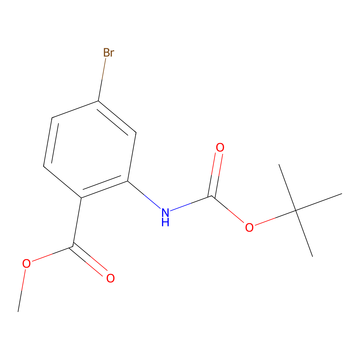 Methyl 4-bromo-2-((tert-butoxycarbonyl)amino)benzoate molecular structure, CAS 1364524-27-5