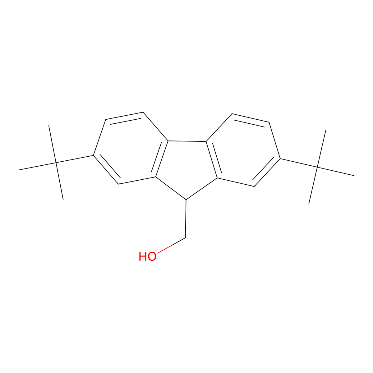 2,7-Di-tert-butyl-9-fluorenylmethanol molecular structure, CAS 136453-59-3