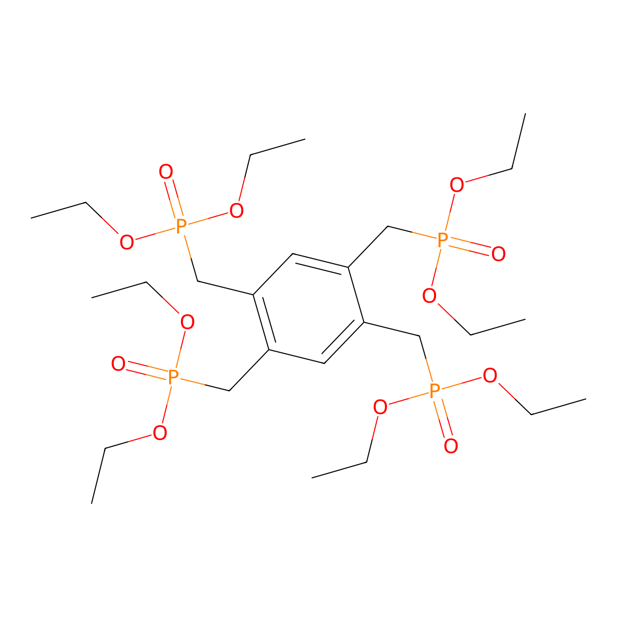 Octaethyl (benzene-1,2,4,5-tetrayltetrakis(methylene))tetrakis(phosphonate) molecular structure, CAS 136455-49-7