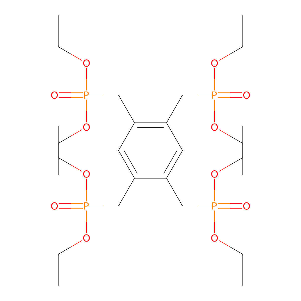 Octaethyl (benzene-1,2,4,5-tetrayltetrakis(methylene))tetrakis(phosphonate) molecular structure, CAS 136455-49-7