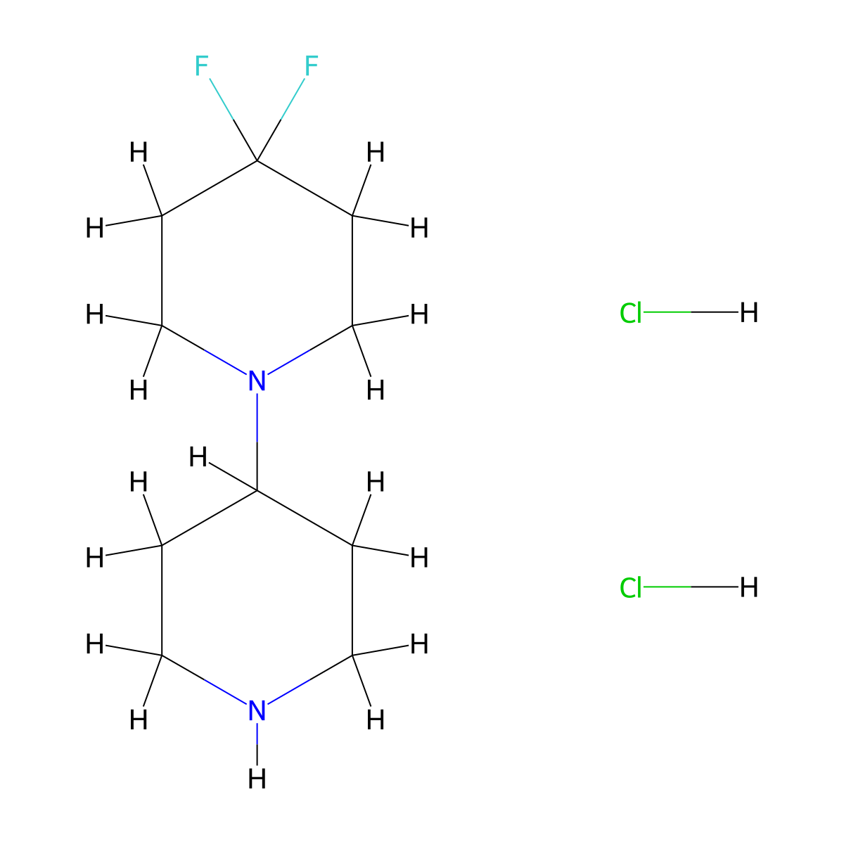 4-(4,4-Difluoropiperidino)piperidine dihydrochloride molecular structure, CAS 1364631-70-8
