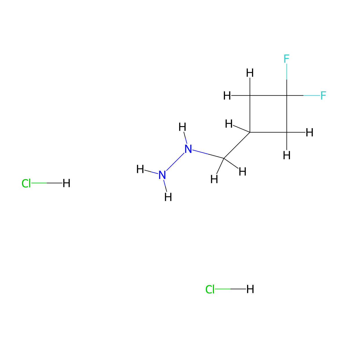 [(3,3-Difluorocyclobutyl)methyl]hydrazine dihydrochloride molecular structure, CAS 1364632-66-5