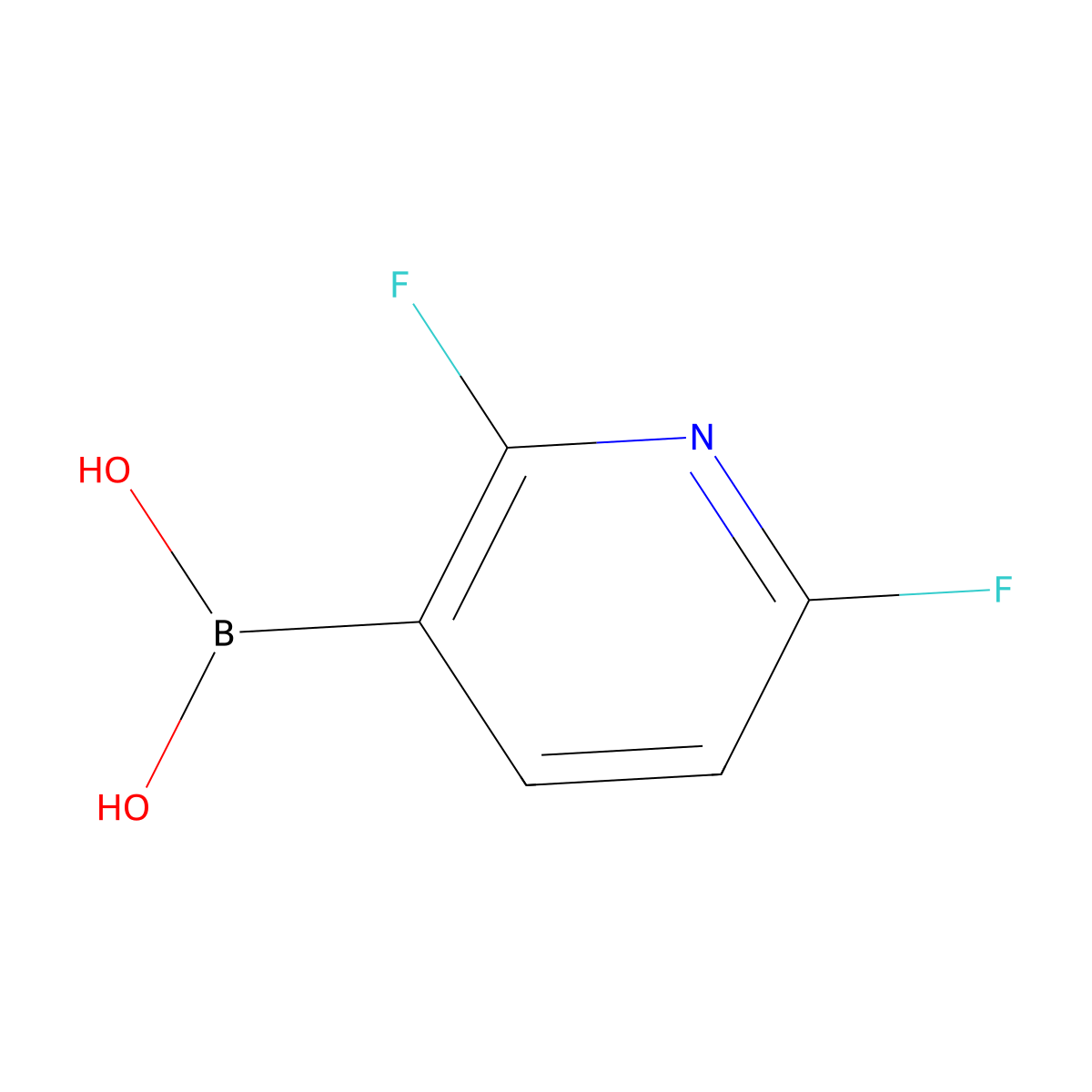 (2,6-Difluoropyridin-3-yl)boronic acid molecular structure, CAS 136466-94-9