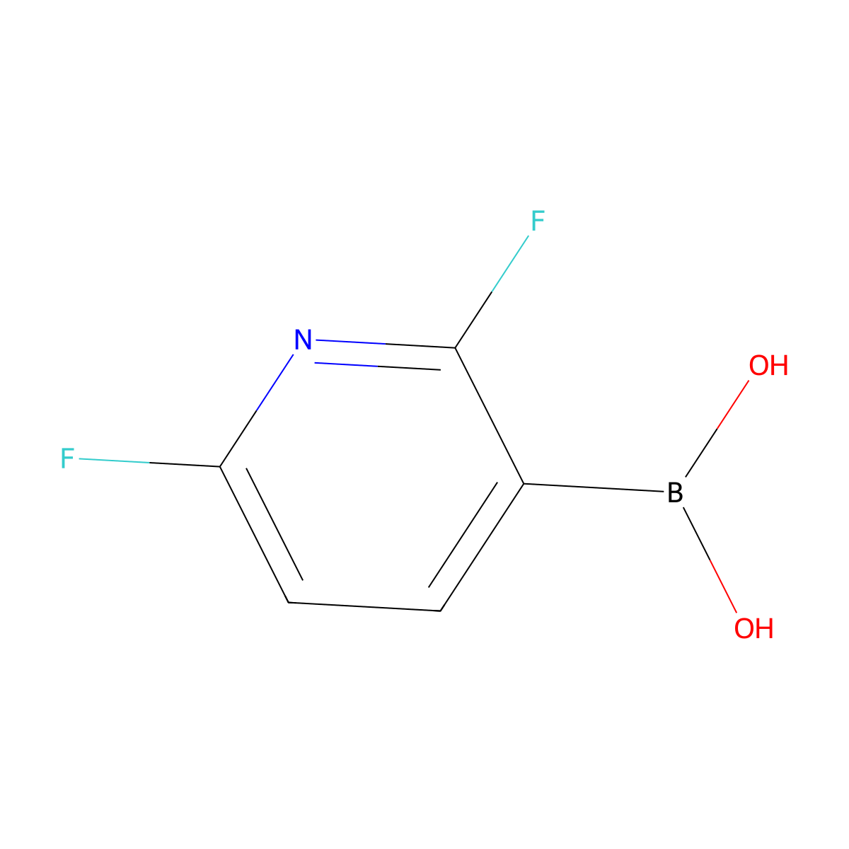 (2,6-Difluoropyridin-3-yl)boronic acid molecular structure, CAS 136466-94-9
