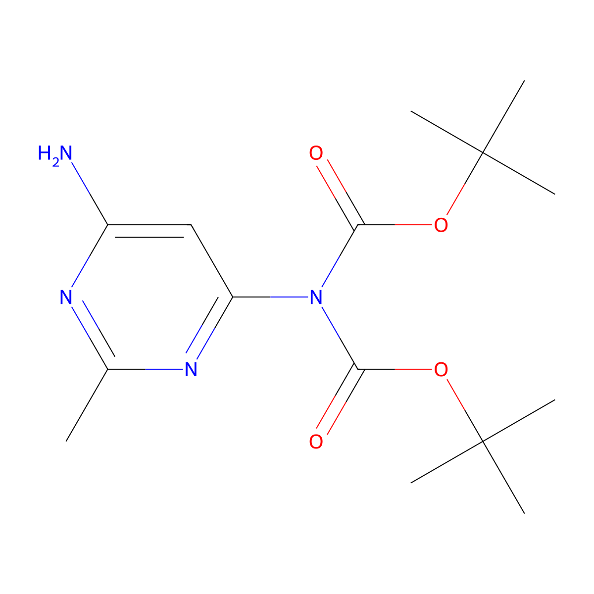 Di-tert-butyl (6-amino-2-methylpyrimidin-4-yl)carbamate molecular structure, CAS 1364663-30-8