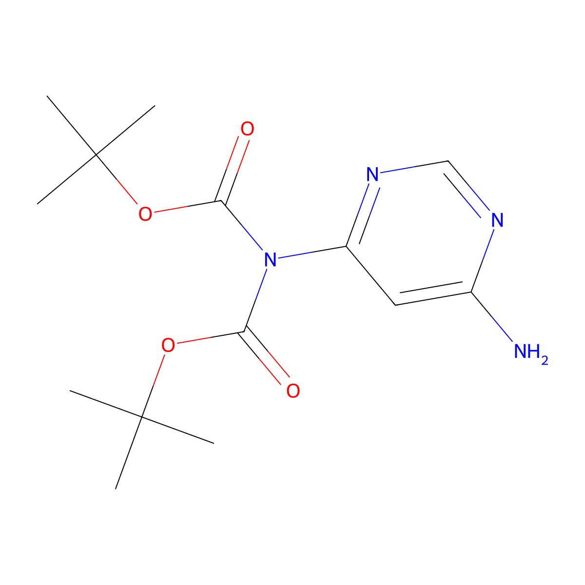 6-[Bis(tert-butoxycarbonyl)amino]-4-aminopyrimidine molecular structure, CAS 1364663-35-3