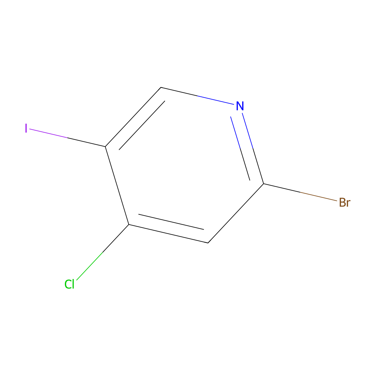 2-Bromo-4-chloro-5-iodopyridine molecular structure, CAS 1364663-37-5