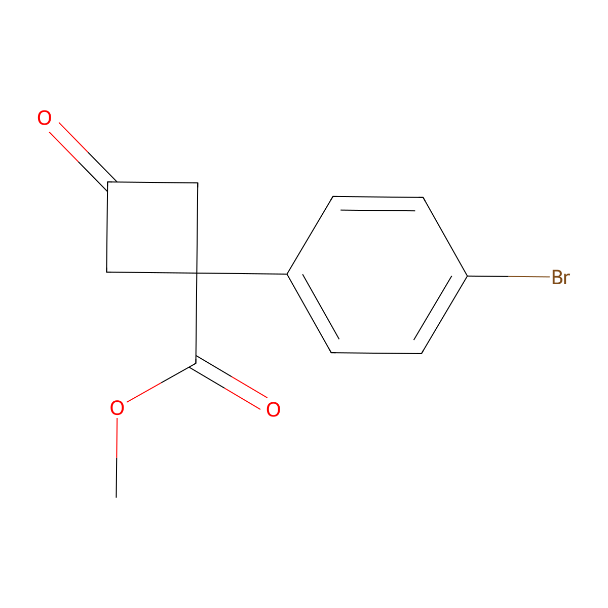 Methyl 1-(4-bromophenyl)-3-oxocyclobutane-1-carboxylate molecular structure, CAS 1364663-42-2