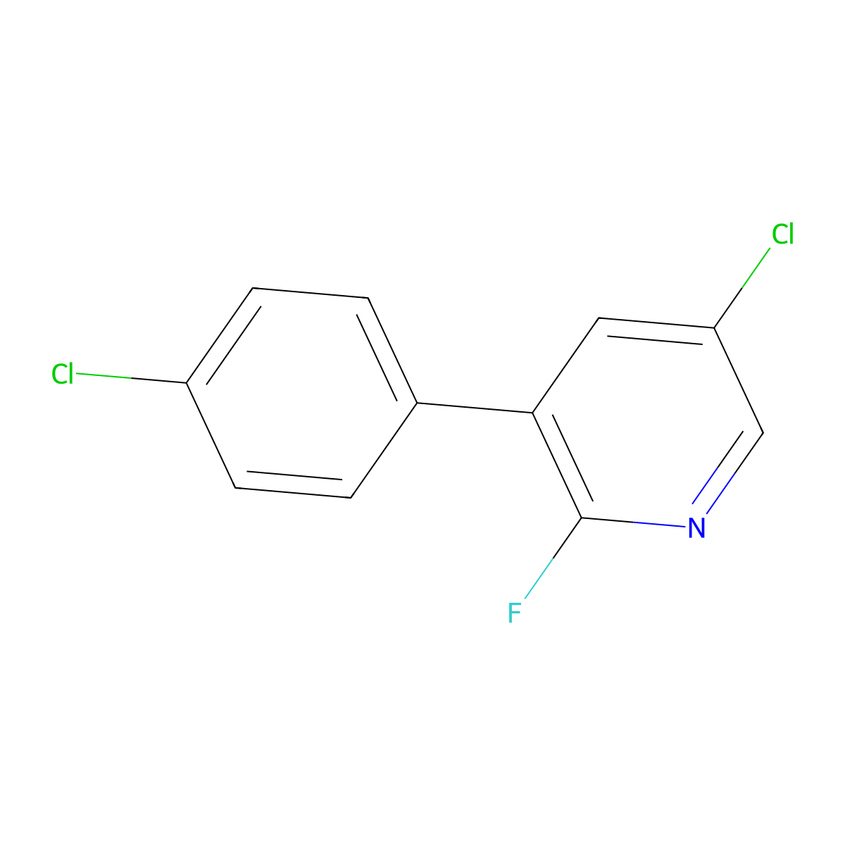 5-Chloro-3-(4-chlorophenyl)-2-fluoropyridine molecular structure, CAS 1364677-73-5