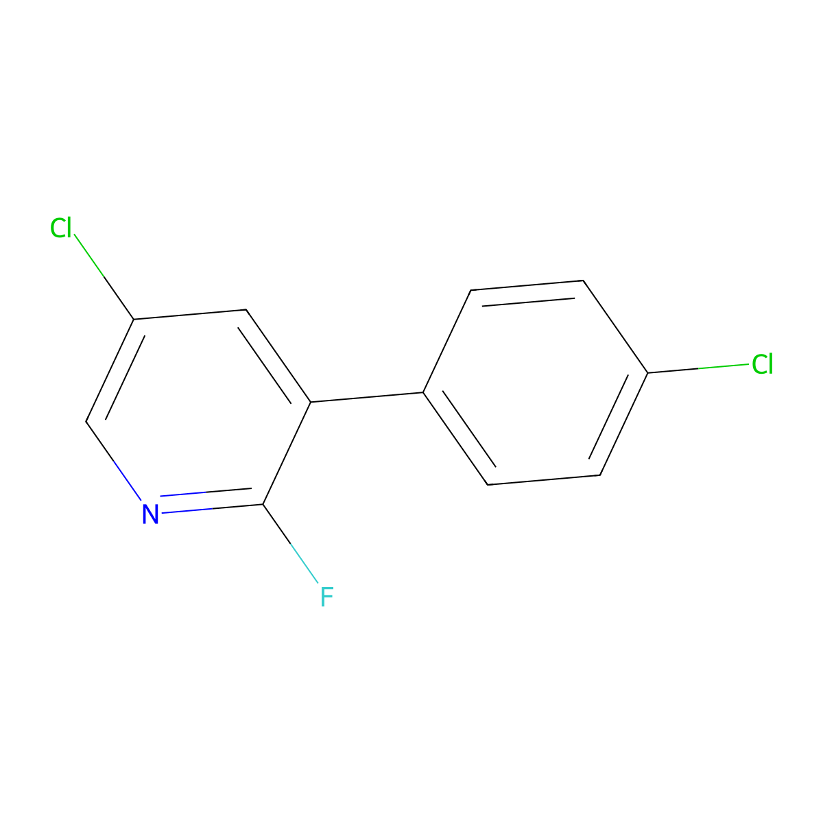 5-Chloro-3-(4-chlorophenyl)-2-fluoropyridine molecular structure, CAS 1364677-73-5