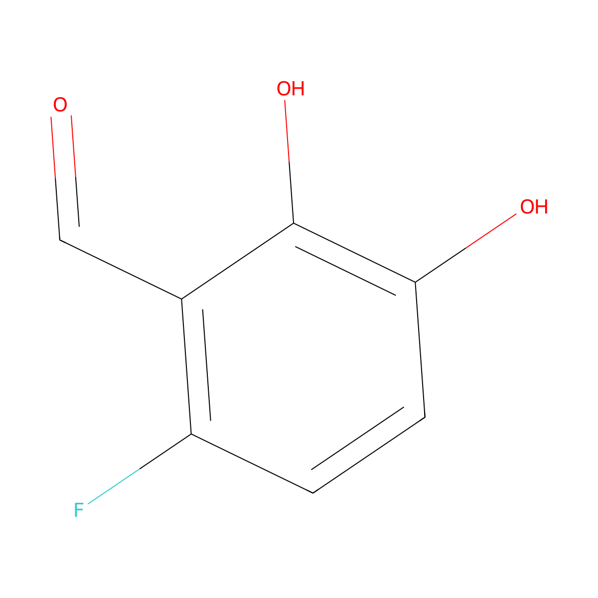 6-Fluoro-2,3-dihydroxybenzaldehyde molecular structure, CAS 1364684-42-3