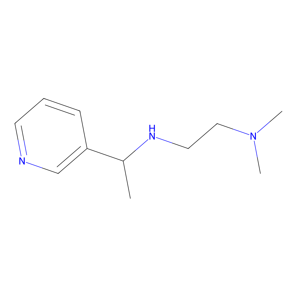 1,2-Ethanediamine, N,N-dimethyl-N'-[1-(3-pyridinyl)ethyl]- molecular structure, CAS 136469-78-8