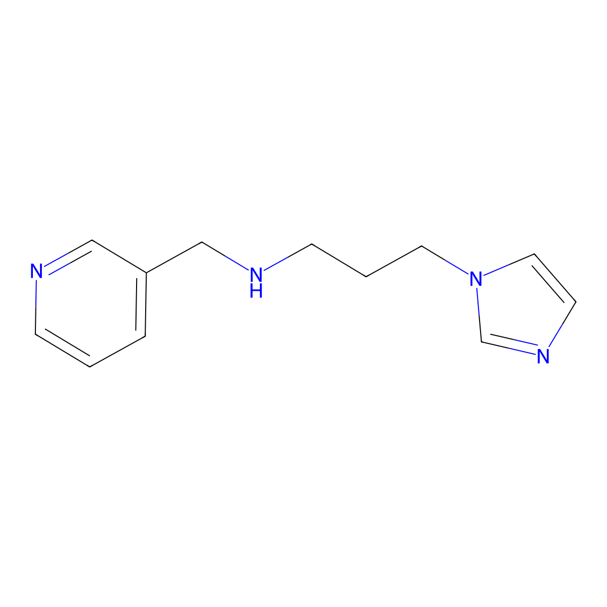 3-(1H-imidazol-1-yl)-N-(pyridin-3-ylmethyl)propan-1-amine molecular structure, CAS 136469-91-5
